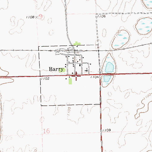 Topographic Map of Barry Post Office (historical), MN