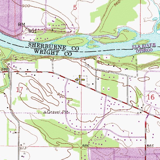 Topographic Map of Ostego Cemetery, MN