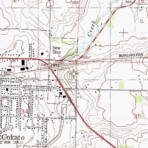 Topographic Map of Cokato Cemetery, MN