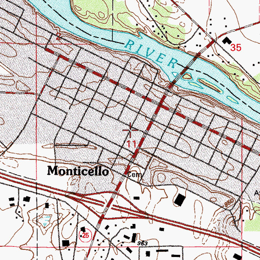 Topographic Map of Monticello Public Library, MN