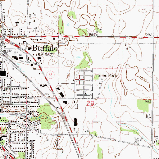 Topographic Map of Bufflao Manor, MN