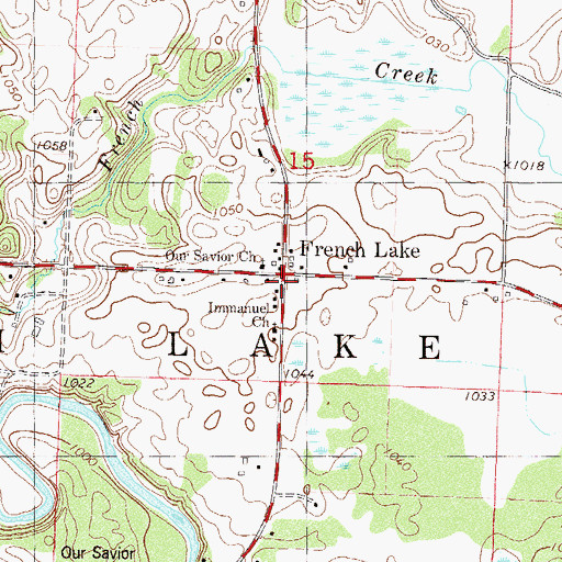 Topographic Map of French Lake Post Office (historical), MN