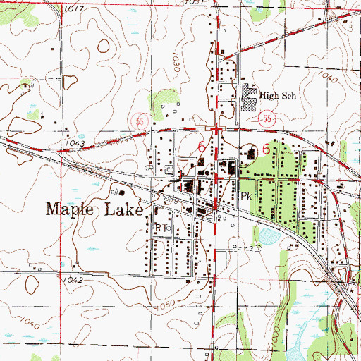 Topographic Map of Maple Lake City Hall, MN