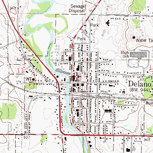 Topographic Map of Delano Fire Department, MN