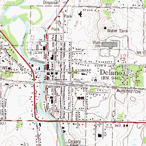 Topographic Map of Mount Olive Lutheran Church, MN