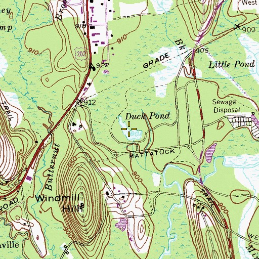 Topographic Map of Duck Pond, CT