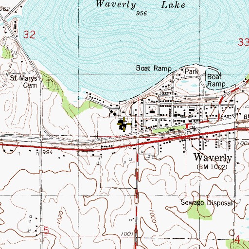 Topographic Map of Humphrey Elementary School, MN