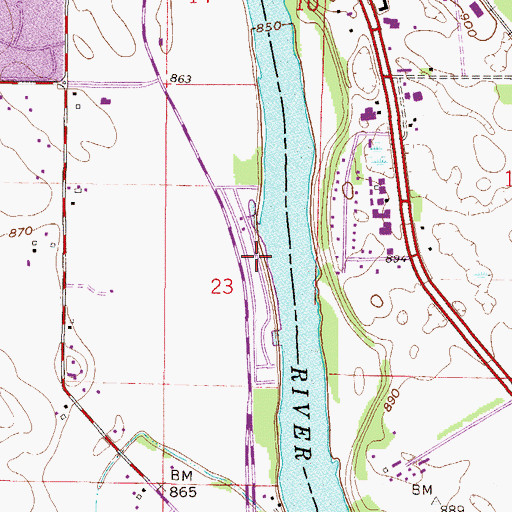 Topographic Map of Mississippi Riverwoods Campground, MN