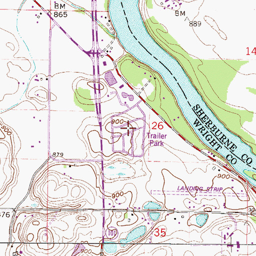 Topographic Map of Riverbend Mobile Home Park, MN