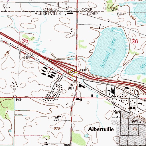 Topographic Map of Interchange 201, MN
