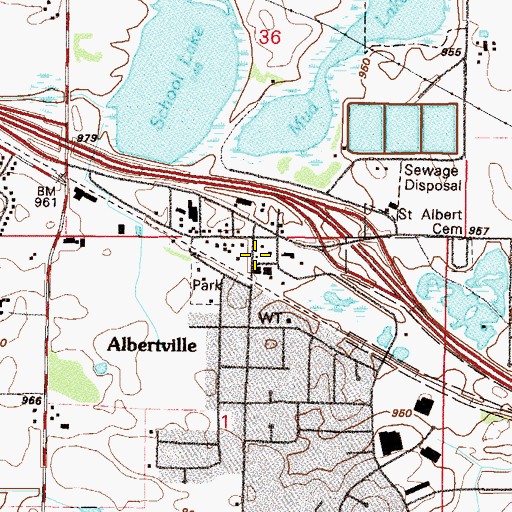 Topographic Map of Albertville Post Office, MN