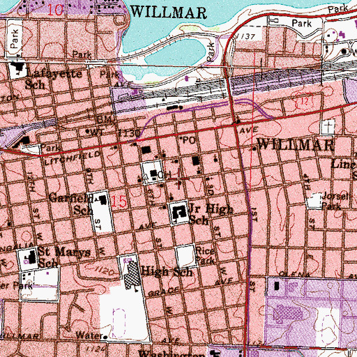 Topographic Map of Willmar Post Office, MN