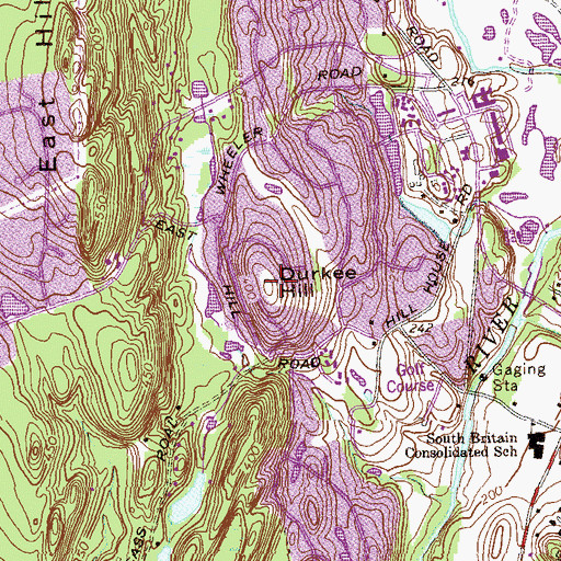 Topographic Map of Durkee Hill, CT
