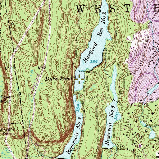 Topographic Map of Dyke Pond, CT