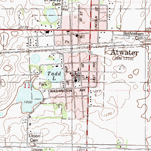 Topographic Map of Atwater Cosmos Grove City School, MN