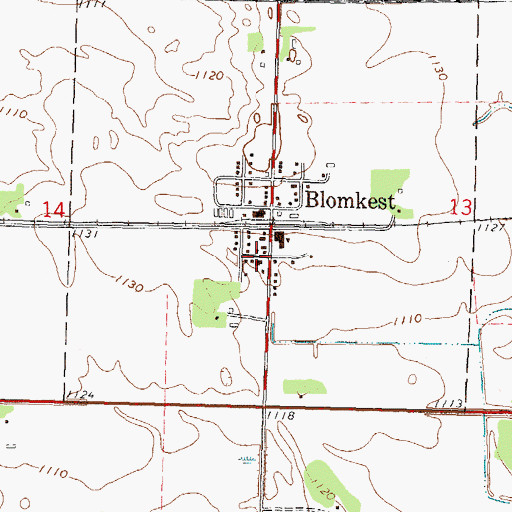 Topographic Map of Blomkest Baptist Church, MN