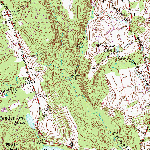 Topographic Map of East Branch Comstock Brook, CT