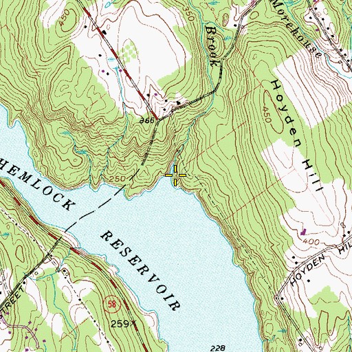 Topographic Map of East Branch Cricker Brook, CT