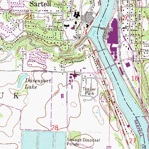 Topographic Map of Sartell City Hall, MN