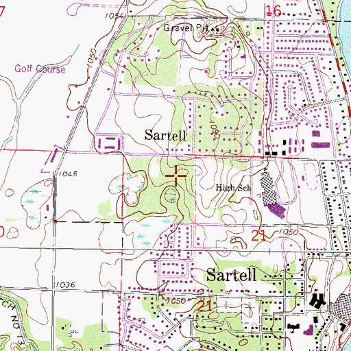 Topographic Map of Sartell High School, MN