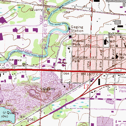 Topographic Map of Waite Park City Hall, MN