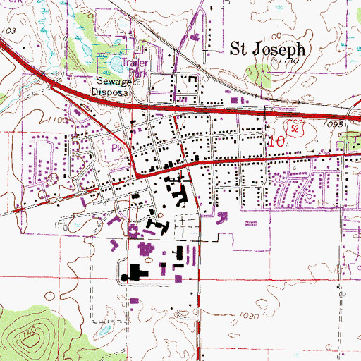 Topographic Map of Saint Joseph Parish, MN