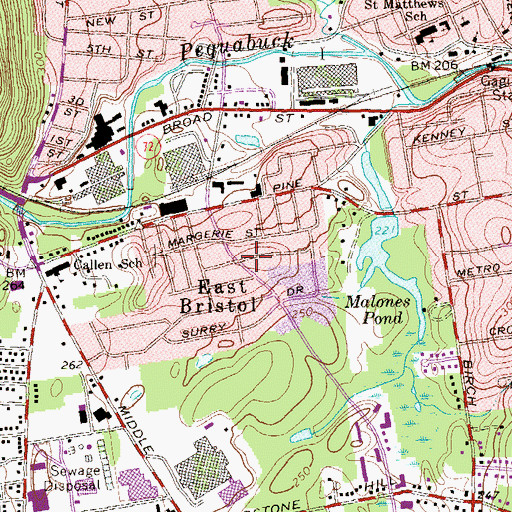 Topographic Map of East Bristol, CT