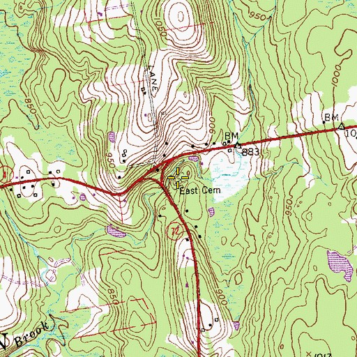 Topographic Map of East Cemetery, CT