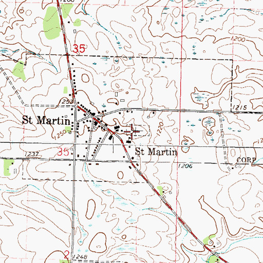 Topographic Map of Saint Martin Cemetery, MN