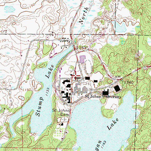Topographic Map of Saint Bernard Hall, MN