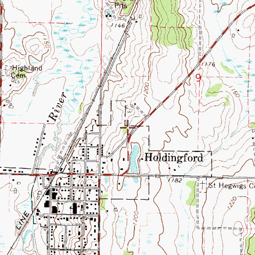 Topographic Map of Holdingford High School, MN