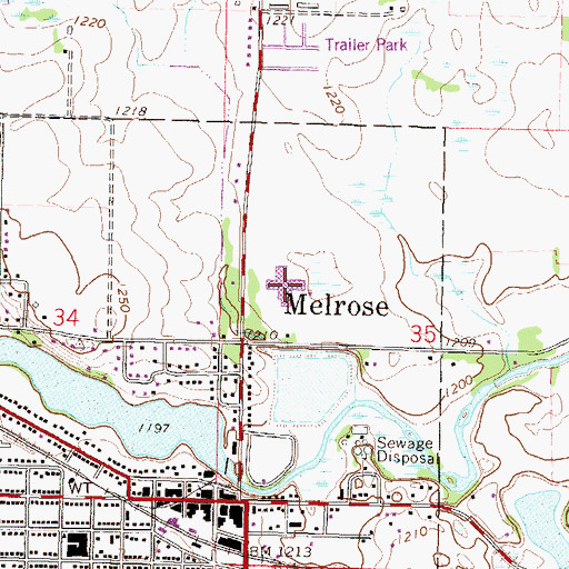Topographic Map of Melrose Area Public Schools, MN