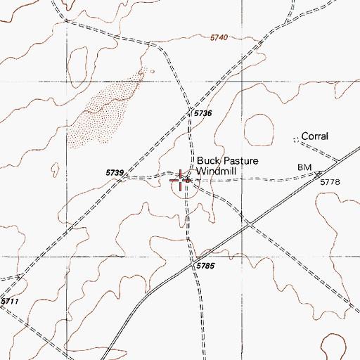 Topographic Map of Buck Pasture Windmill, AZ