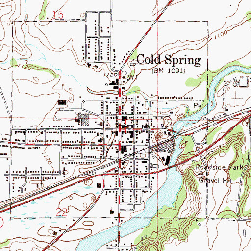 Topographic Map of Cold Spring Post Office, MN