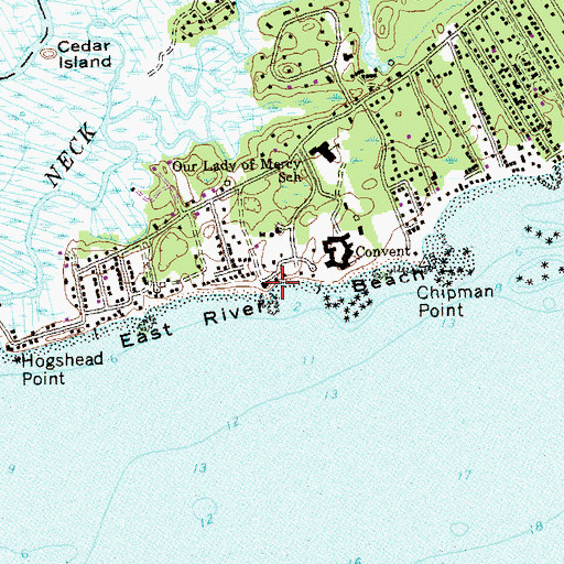 Topographic Map of East Rive Beach, CT