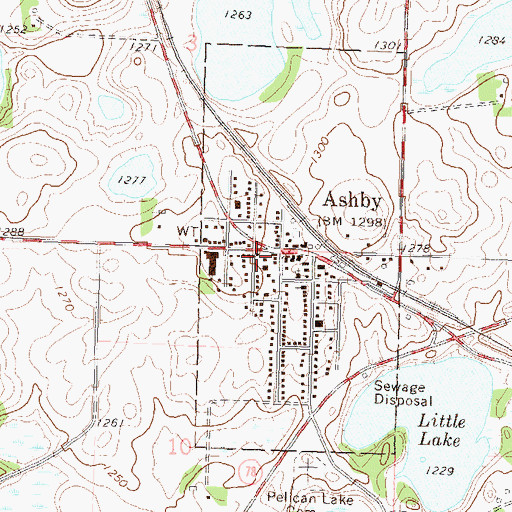 Topographic Map of Ashby Police Department, MN