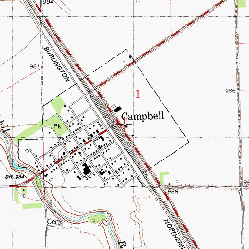 Topographic Map of Campbell, MN