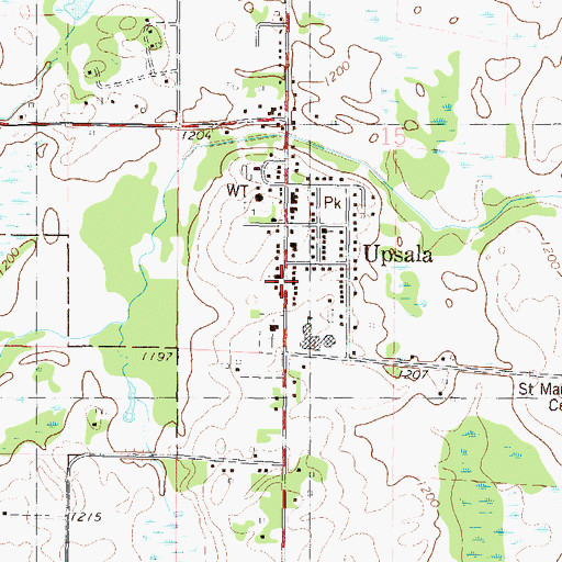 Topographic Map of Saint Mary's Parish, MN