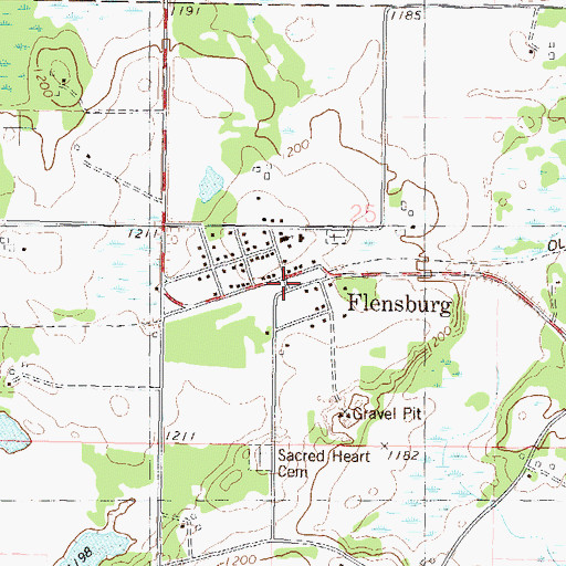 Topographic Map of Flensburg (historical), MN