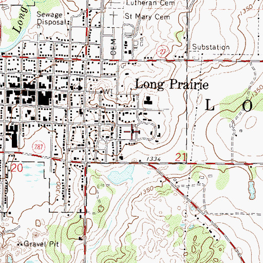 Topographic Map of American Lutheran Church, MN