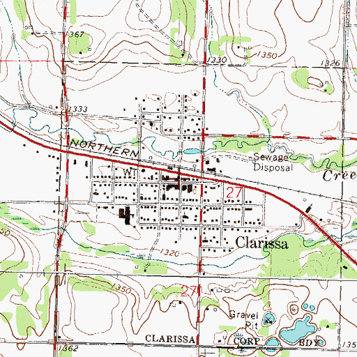 Topographic Map of Clarissa City Hall, MN