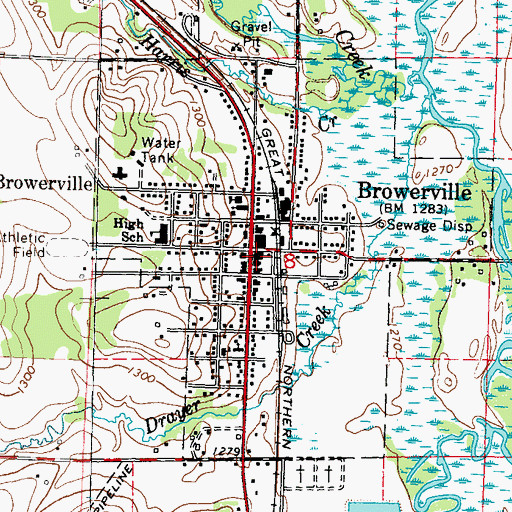 Topographic Map of Browerville City Hall, MN
