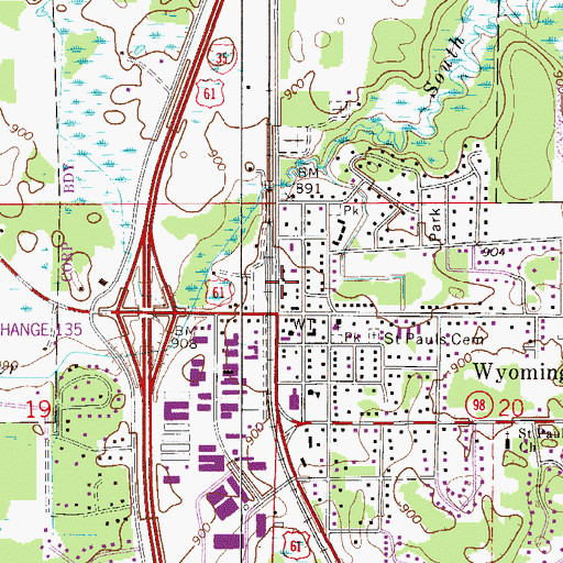 Topographic Map of Wyoming, MN