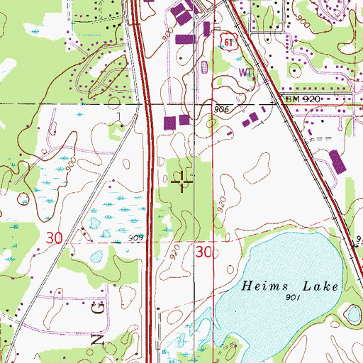Topographic Map of Fairview Lakes Medical Center, MN