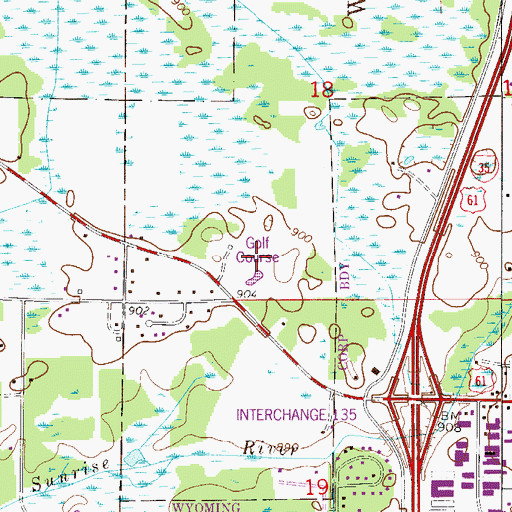 Topographic Map of Greenwood Golf Links, MN