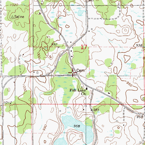 Topographic Map of Fish Lake Baptist Church, MN