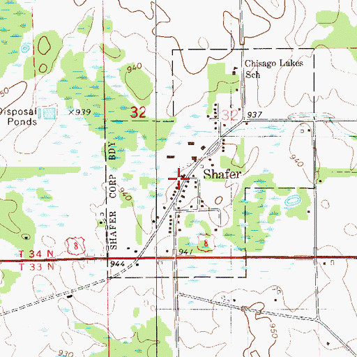 Topographic Map of Shafer (historical), MN