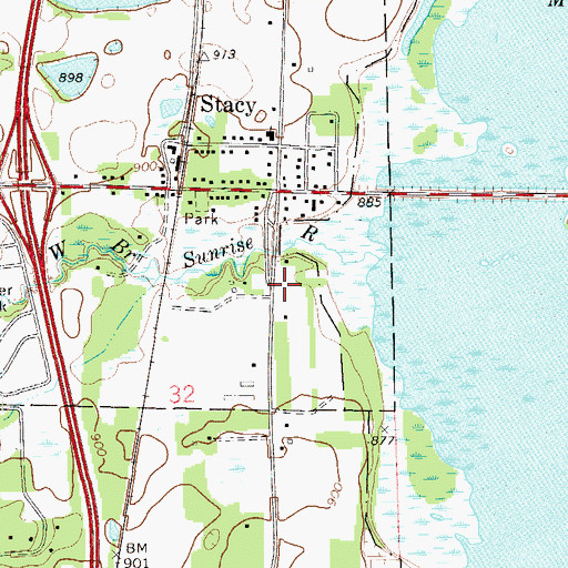Topographic Map of Stacy - Lent Fire Department, MN