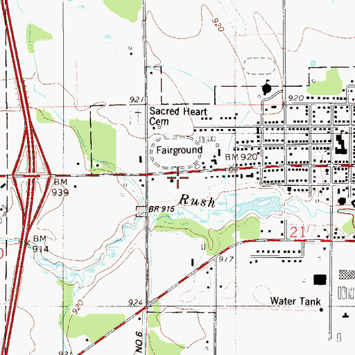 Topographic Map of Rush City Baptist Church, MN