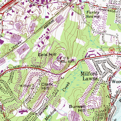 Topographic Map of Eels Hill, CT